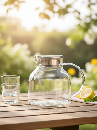 Кувшин стекло, 1.35 л, с крыш, ТМ Глория, Bonjart, 27035