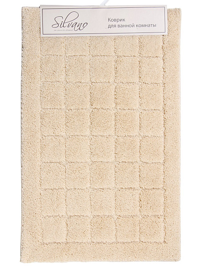 Коврик для ванной, 0.5х0.8 м, полиэстер, молочный, Silvano, Клетка, Y4-11464