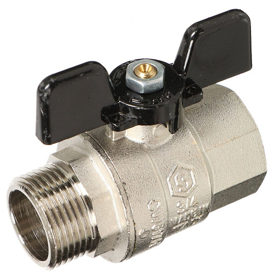 Кран для воды, 3/4", г-ш, латунь, ручка-бабочка, DN 20, Stout