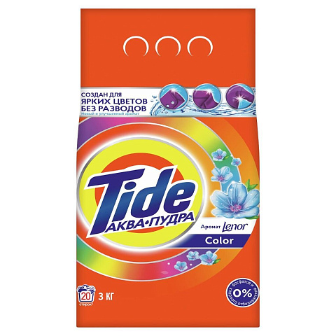 Стиральный порошок Tide, 3 кг, автомат, для цветного белья, Color 2 в 1