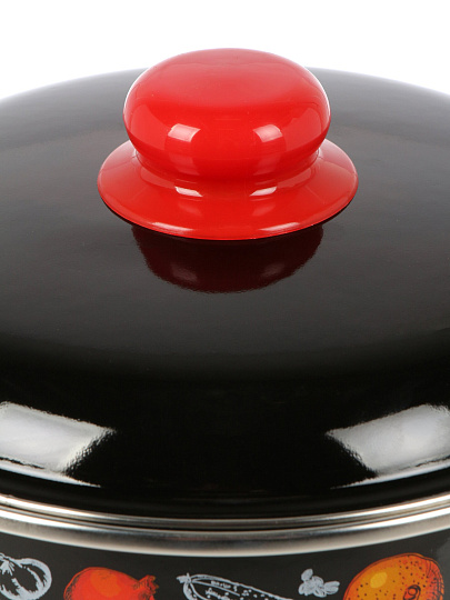 Кастрюля эмалированная сталь, 4 л, крышка сталь, цилиндрическая, Appetite, Healthy food, 1RD201M, индукция