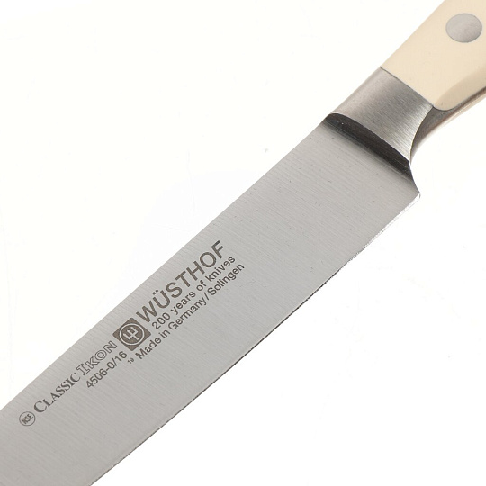 Нож кухонный Wuesthof, Ikon Cream White, разделочный, кованая сталь, 16 см, рукоятка пластик, 4506-0/16 WUS