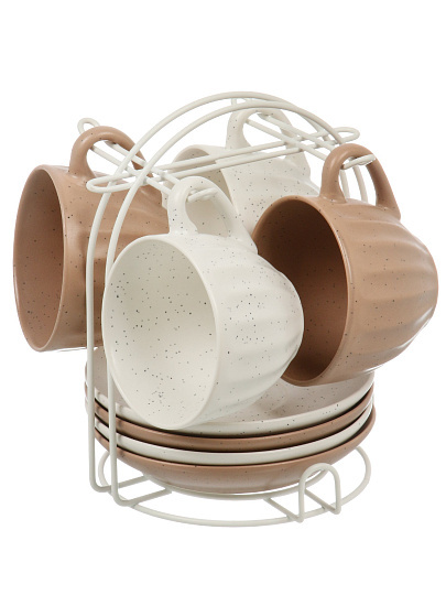 Набор чайный керам, 8 пр, 4 перс, 240 мл, Latte, Ф11-060К/8, мет.подставка