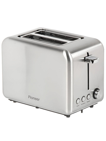 Тостер Pioneer, TS200, нержавеющая сталь, 950 Вт, 2 тоста, механический, серебряный