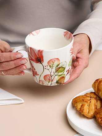Кружка фарфор, 420 мл, Цветы, МФК, MFK20555AA, в ассортименте