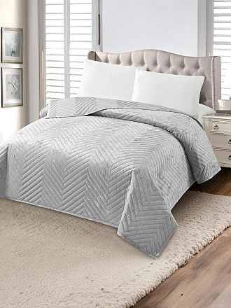 Покрывало евро, 220х240 см, 100% полиэстер, стеганое, Silvano, Pascal, стальное