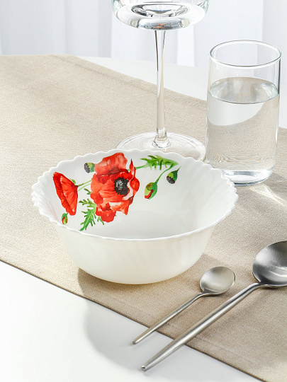 Салатник стеклокерамика, круглый, 18х6.5 см, 0.8 л, Алый мак, Daniks, LHW70/K1929