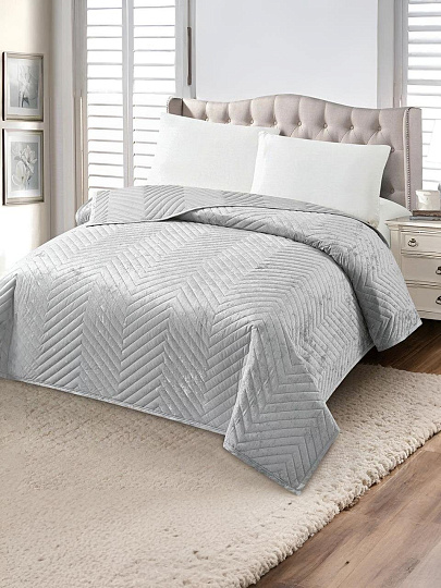 Покрывало евро, 220х240 см, 100% полиэстер, стеганое, Silvano, Pascal, стальное