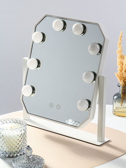 Зеркало настольное, 30х25 см, с подсветкой-лампочки, Y4-11342