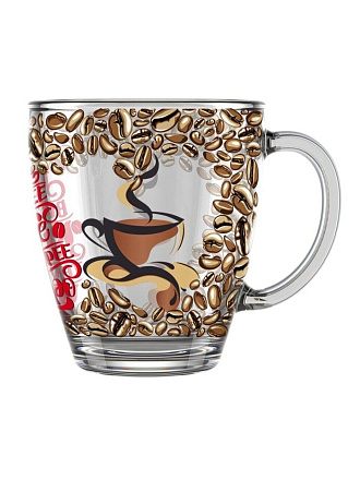 Кружка стекло, 350 мл, Кофемания, Декостек