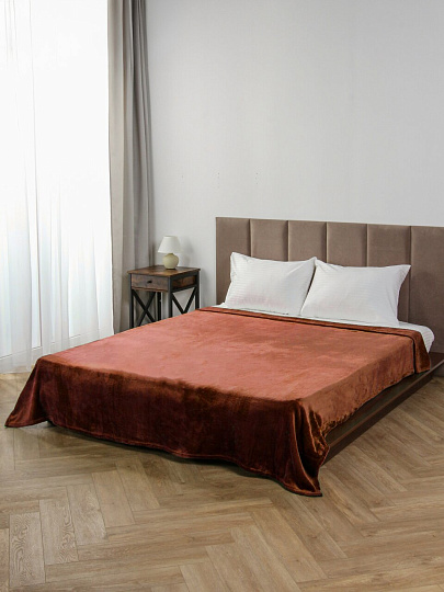 Плед 2-спальный, 180х200 см, велсофт, 100% полиэстер, Silvano, Шоколад, ST-351