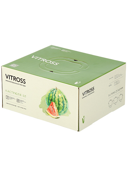 Кастрюля эмалированная сталь, 5 л, крышка сталь, петля, сферический, СтальЭмаль, Fruits, 1SA245S, белая, индукция