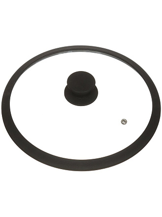 Крышка для посуды стекло, 26 см, Daniks, черная, с силиконовым ободом, HA223B