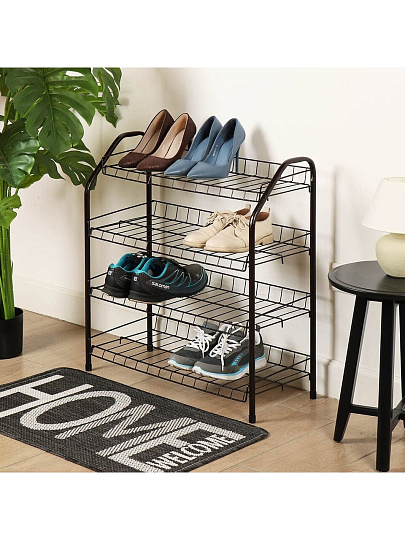 Полка для обуви, металл, 4 секции, 66х28х70 см, разборная, медный антик, Nika, ЭТ1/А