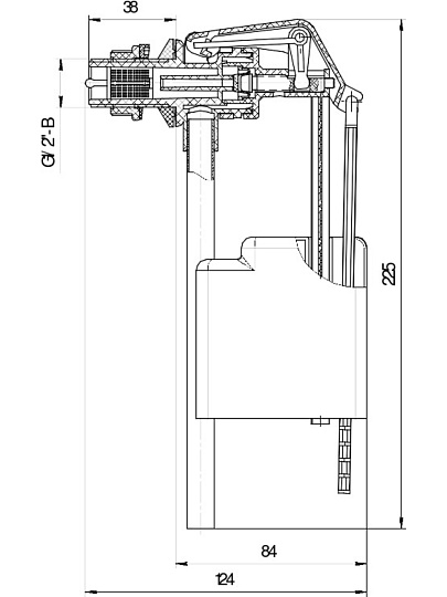 Арматура для бачка унитаза боковая, 1/2&quot;, однорежимная, кнопочная, хром, Инкоэр, СБкпм-БпрН-А-В Р