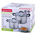 Набор посуды нержавеющая сталь, 4 предмета, кастрюли 2,2.7 л, индукция, Kamille, 5751 - фото 5