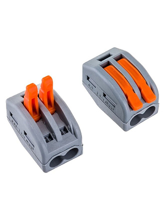 Клемма СМК 222-412, 2 отверстия, полиамид, серая, универсальный, 0.08-2.5 мм², Rexant, 07-5252-4