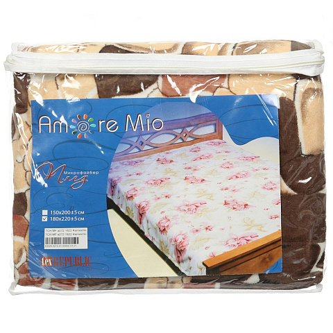 Плед Amore Mio двуспальный (180х230 см) фланель, в сумке, 63325