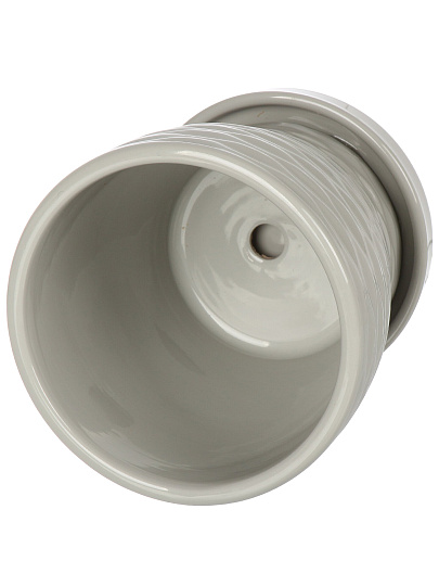 Горшок керамика, 0.55 л, 11х11х10.5 см, с подставкой, серый, Эллипс, Fdtc3