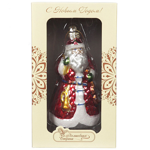 Елочное украшение Волшебная страна, Дед Мороз, 14.5 см, стекло, 001534