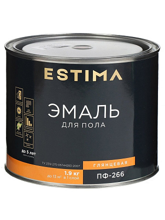 Эмаль Estima, ПФ-266, для пола, алкидная, глянцевая, красно-коричневая, 1.9 кг