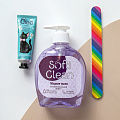 Набор для женщин, мыло жидкое Softi Clean, 300 мл + крем для рук, Olea, 30 мл + пилка маникюрная