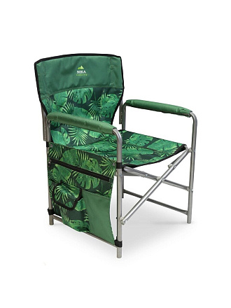 Кресло складное 50х50х75 см, зеленое, тропические листья, ткань водоотталкивающая, с карманом, 100 кг, Nika, КС1/2