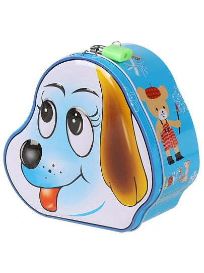 Копилка Dogs, 14х14х7.5 см, металл, A240058, с ключом, в ассортименте