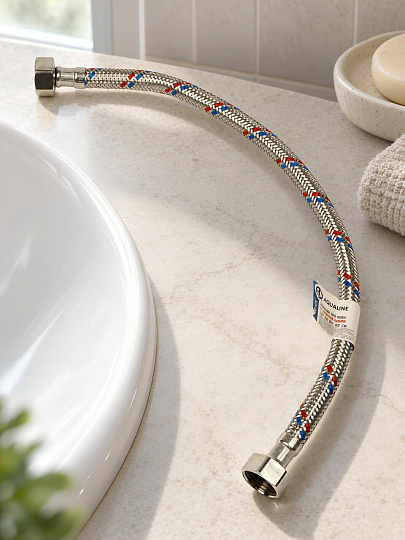 Подводка для воды 1/2"х0.4 м, г-г, сталь, AquaLine