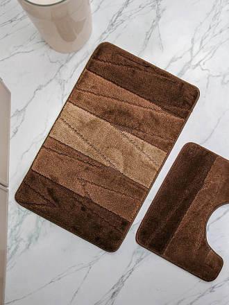 Комплект ковриков для ванной, антискользящий, 2 шт, 0.5х0.8, 0.4х0.5 м, 12 мм, коричневый, Aqua-Prime, Enigma