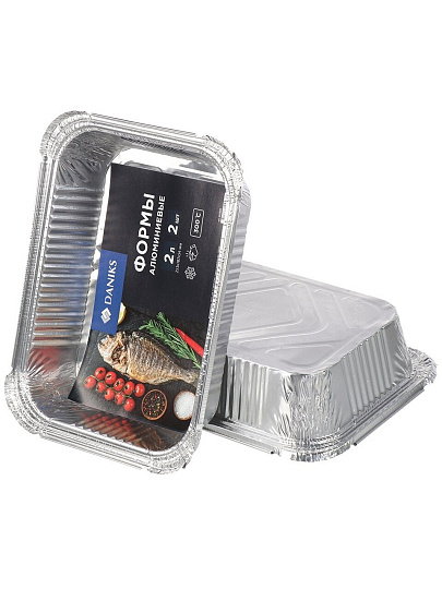 Форма для запекания алюминий, 2 шт, 25.3х18.7х5.4 см, 2 л, прямоугольная, Daniks, SP(RF)88L