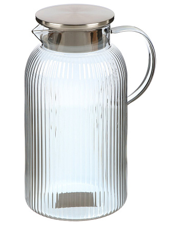 Кувшин боросиликатное стекло, 1.9 л, с крышкой, Грани, Y4-11035, графит, крышка-фильтр