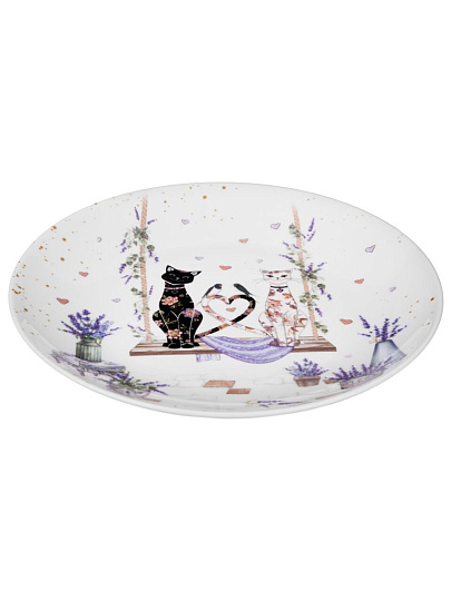 Набор тарелок закусочный, фарфор, 2 шт, 20.5 см, круглый, Лавандовые коты, Lefard, 425-167