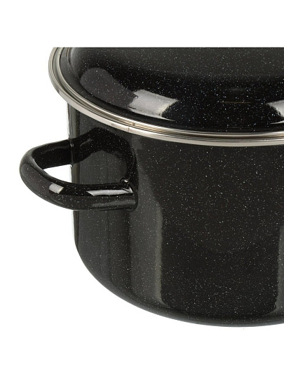 Кастрюля эмалированная сталь, 4 л, крышка сталь, цилиндрическая, Сибирские товары, 9MD201P, черный рябчик, индукция