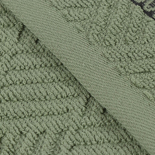 Полотенце кухонное махровое, 30х50 см, 450 г/м2, 100% хлопок, Barkas, Листопад, зеленое, Узбекистан