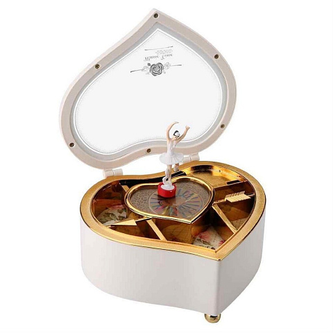 Шкатулка декоративная 16х15х7 см, музыкальная, подарочная упаковка, Сердце, 24806