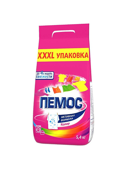 Стиральный порошок Пемос, 5.4 кг, автомат, для цветного белья, Color