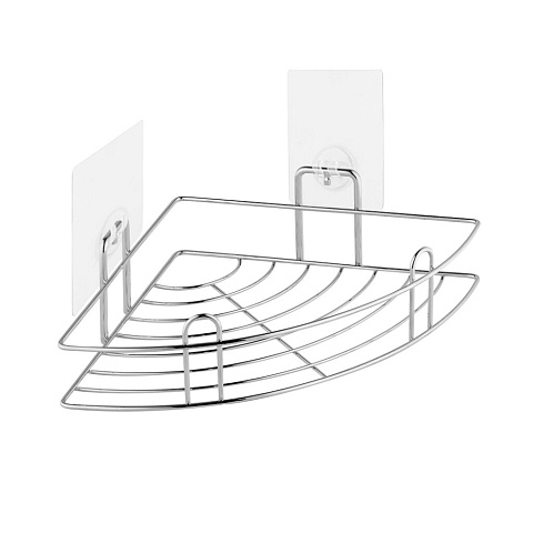 Полка для ванной металл, угловая, 19.5х19.5х6.7 см, с силиконовым креплением, Kleber, Lite, KLE-LT001
