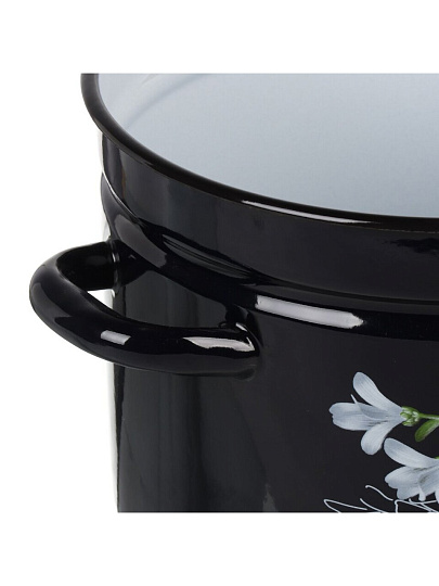 Кастрюля эмалированная сталь, 8 л, крышка сталь, бостон, цилиндрическая, Керченский металлургический завод, Апрель, 41815-203/6-У2