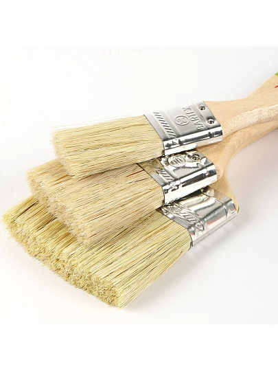 Набор кистей Bartex, Стандарт, 3 шт, 25, 50, 75 мм, натуральная щетина, рукоятка дерево