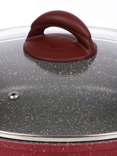 Сковорода литой алюминий, 28 см, антипригарное покрытие, Горница, Рубин, с крышкой, с9281РБ