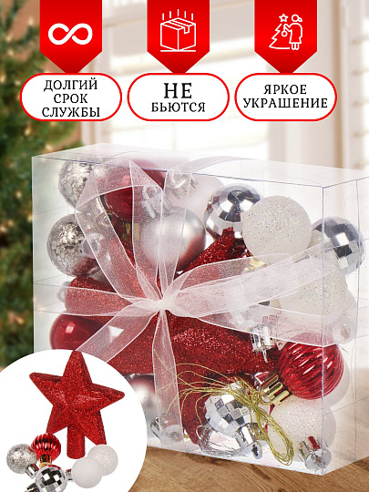 Набор елочных украшений 30 шт, микс, SYQC-0122093