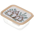 Контейнер пищевой пластик, 0.85 л, 16.6х12.8х6.6 см, прямоугольный, с декором, Homver, Новый год, 222106927/03
