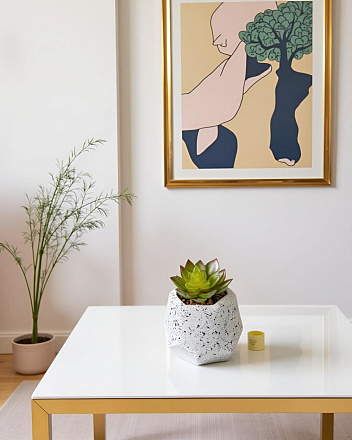 Цветок искусственный декоративный Суккулент, в кашпо, 9х9х11 см, зеленый, Y4-6918