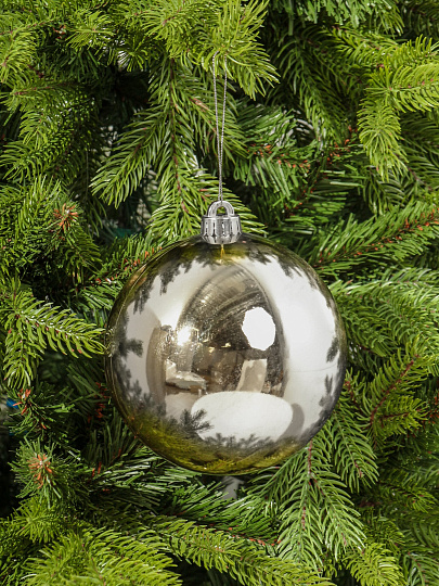 Елочный шар серебро, 15 см, пластик, SYQA-0122357
