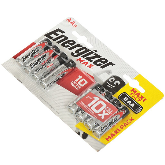 Батарейка Energizer, АА (LR06, LR6), Max, алкалиновая, 1.5 В, блистер, 8 шт, E300112403