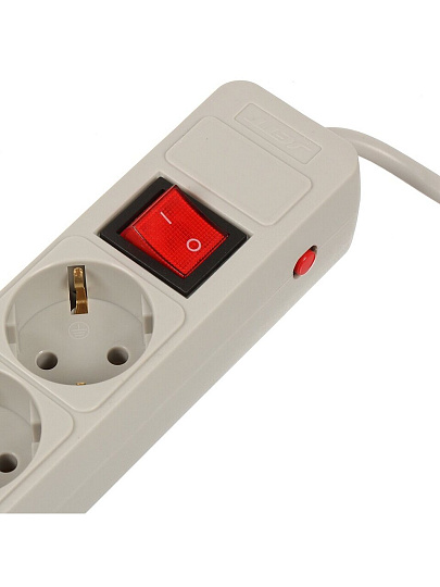 Сетевой фильтр 5 гнезд, 4.7 м, ПВС, 3х0.75 мм², с заземлением, 10 А, 2.2 кВт, серый, Jett, 171-005