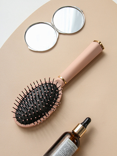 Расческа массажная, 24х6.5 см, пластик, пластиковая ручка, овальная, розовая, A100054