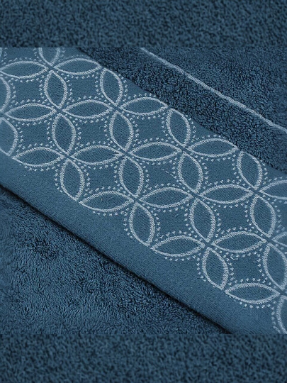 Полотенце банное 50х90 см, 100% хлопок, 550 г/м2, Фелиция, Silvano, синее, Узбекистан