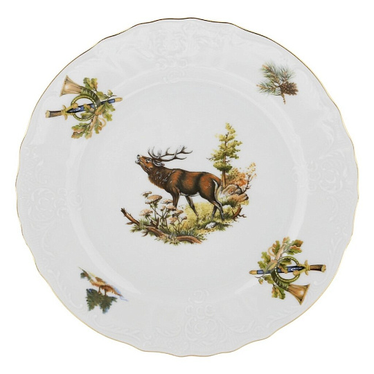 Тарелка обеденная, фарфор, 25 см, круглая, Охотничьи сюжеты, Bernadotte, P1750045JQZU001011, в ассортименте